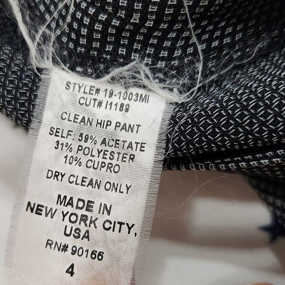 Alex Garfield Geometric Wide Leg Trouser Pants Black Flat Fronts Size 4 - Picture 10 of 11